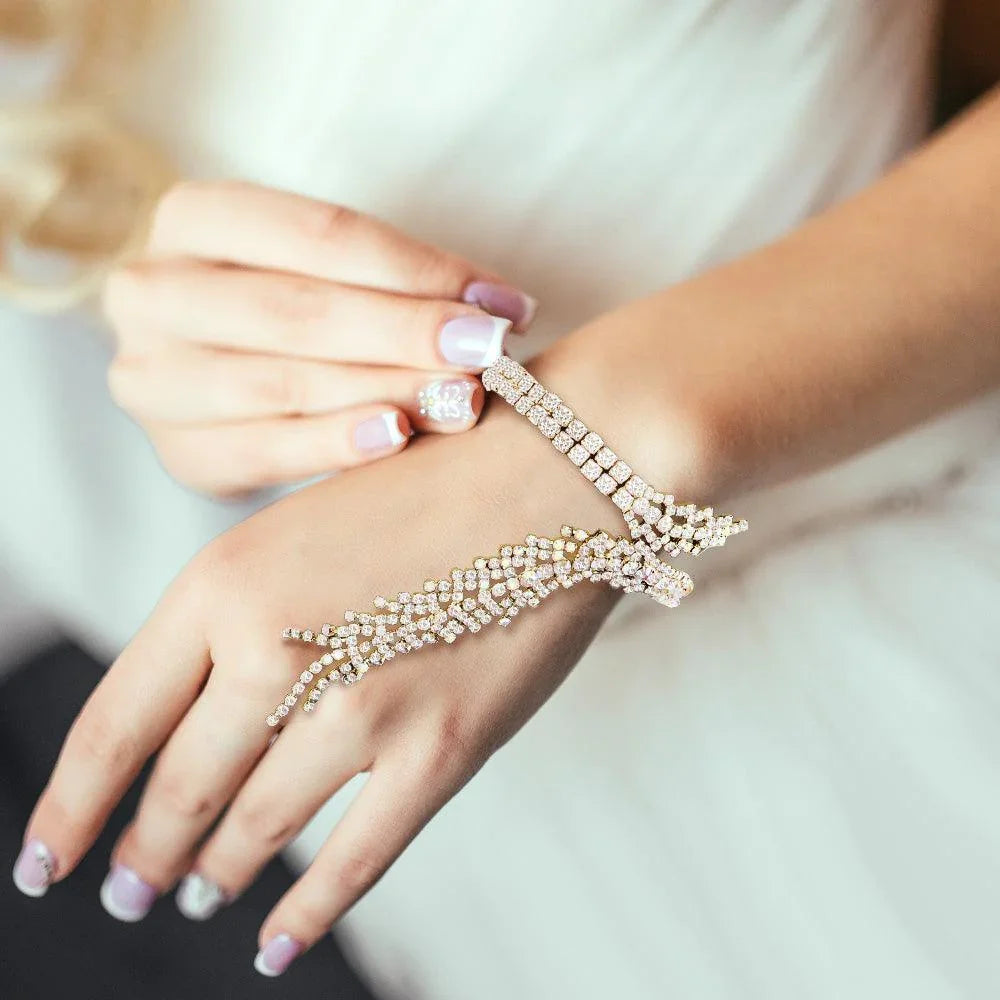 Gold Rhinestone Paved Adjustable Evening Bracelet - Jewelry Store by Erik Rayo