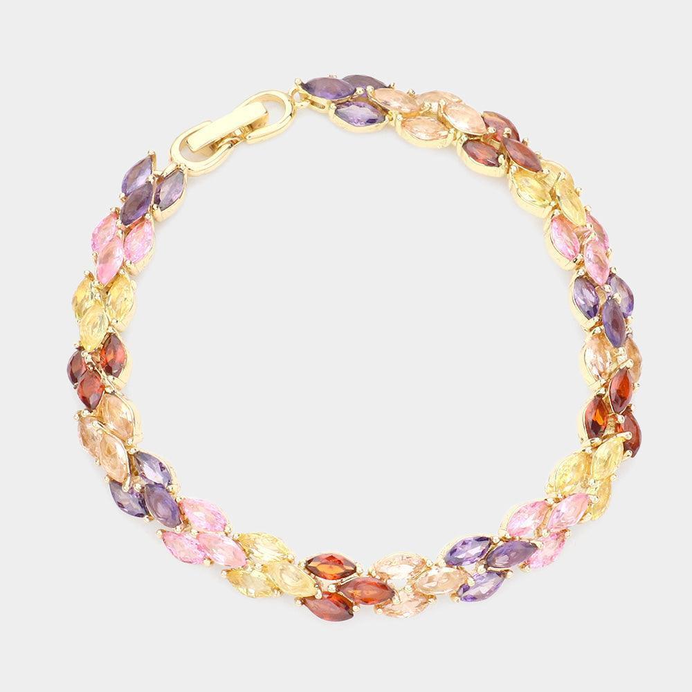 Gold CZ Marquise Cluster Evening Bracelet - Jewelry Store by Erik Rayo