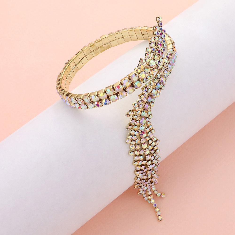 Gold Rhinestone Paved Adjustable Evening Bracelet - Jewelry Store by Erik Rayo