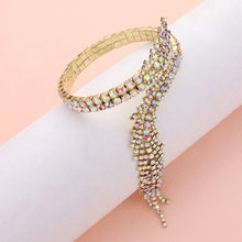 Load image into Gallery viewer, Gold Rhinestone Paved Adjustable Evening Bracelet
