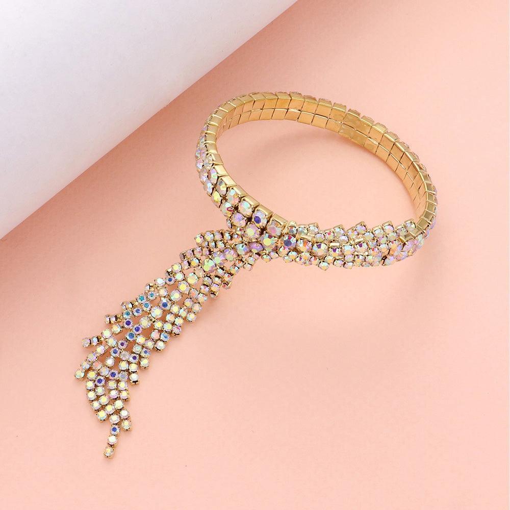 Gold Rhinestone Paved Adjustable Evening Bracelet - Jewelry Store by Erik Rayo