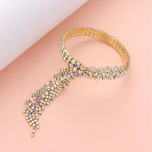 Load image into Gallery viewer, Gold Rhinestone Paved Adjustable Evening Bracelet
