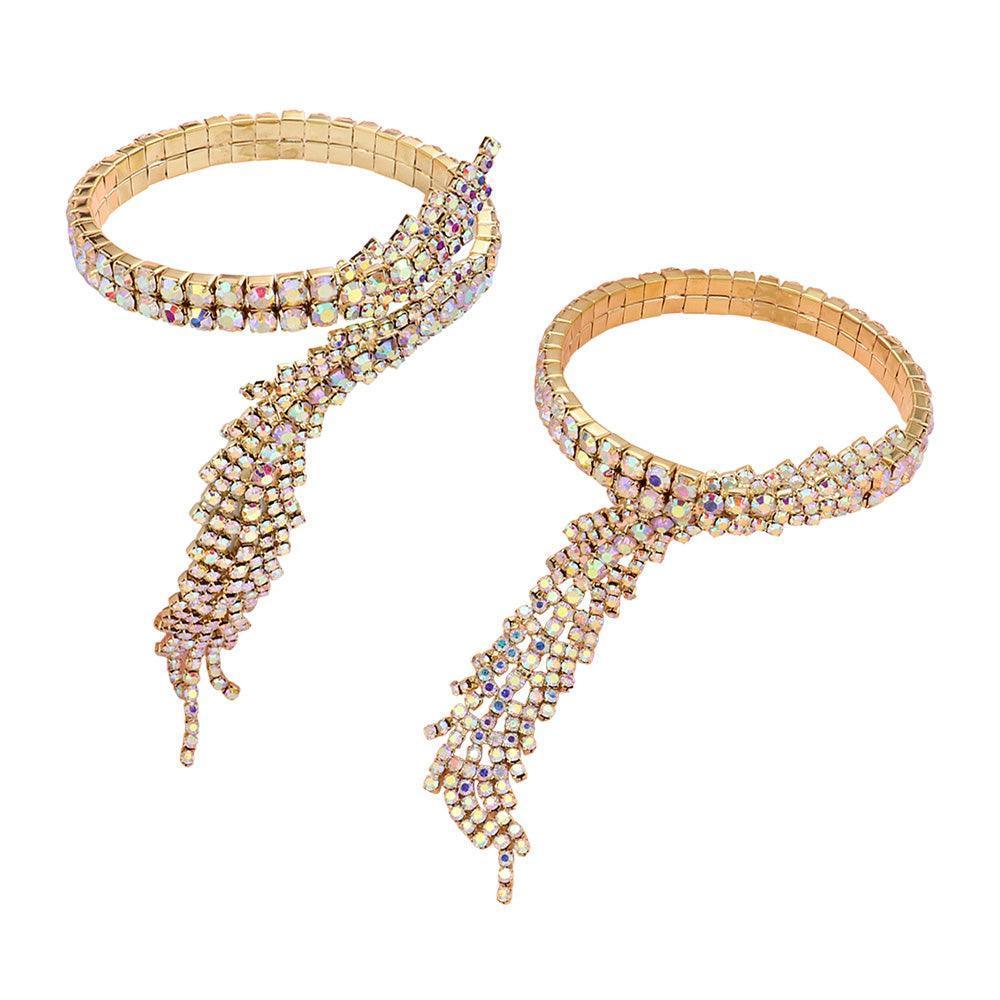 Gold Rhinestone Paved Adjustable Evening Bracelet - Jewelry Store by Erik Rayo