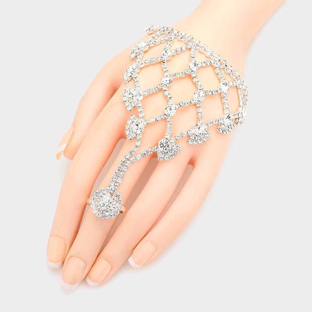 Silver Bubble Stone Hand Chain Evening Bracelet - Jewelry Store by Erik Rayo