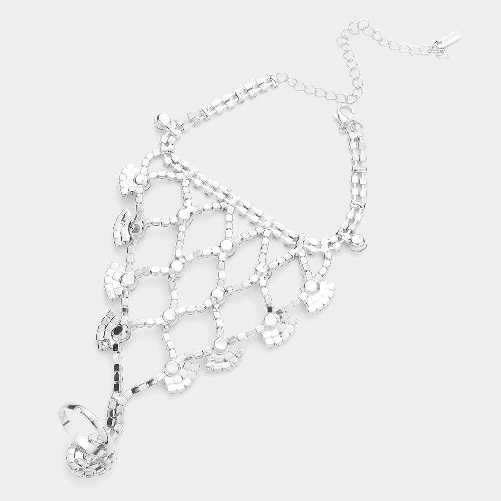 Silver Bubble Stone Hand Chain Evening Bracelet - Jewelry Store by Erik Rayo