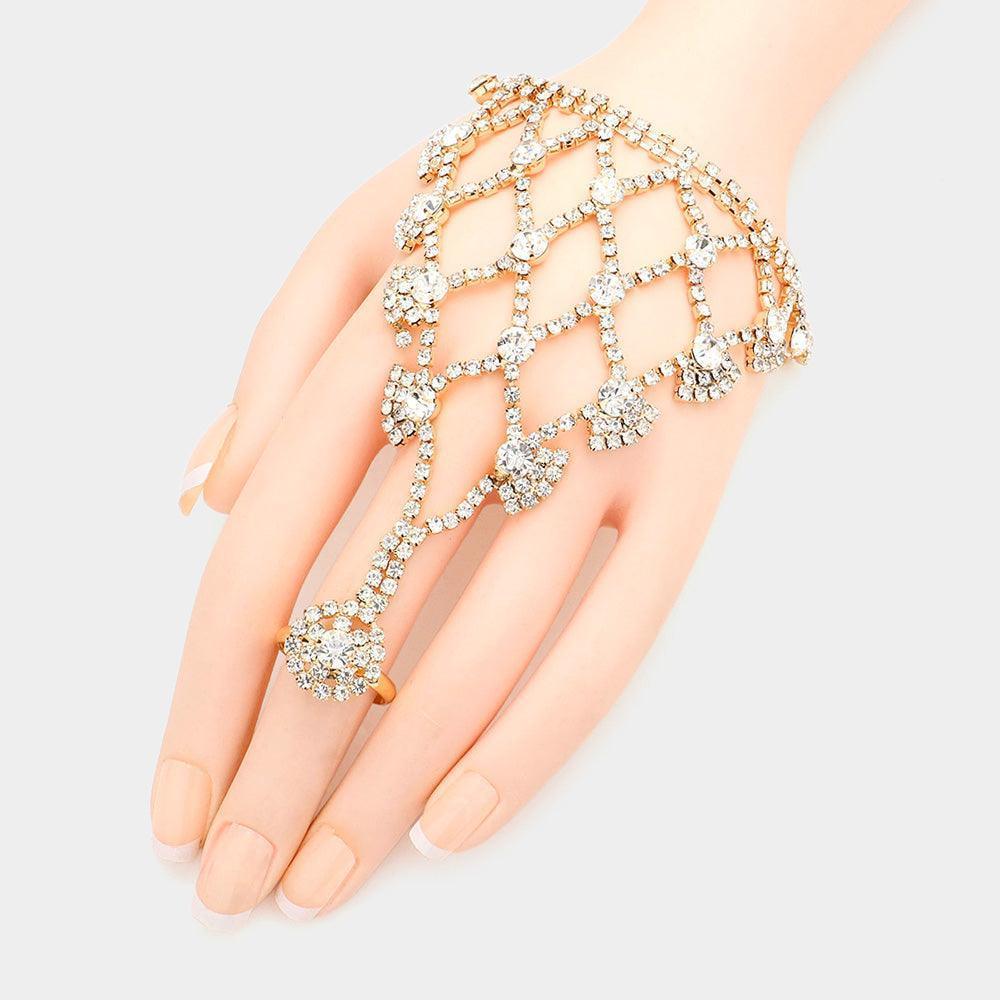 Gold Bubble Stone Hand Chain Evening Bracelet - Jewelry Store by Erik Rayo