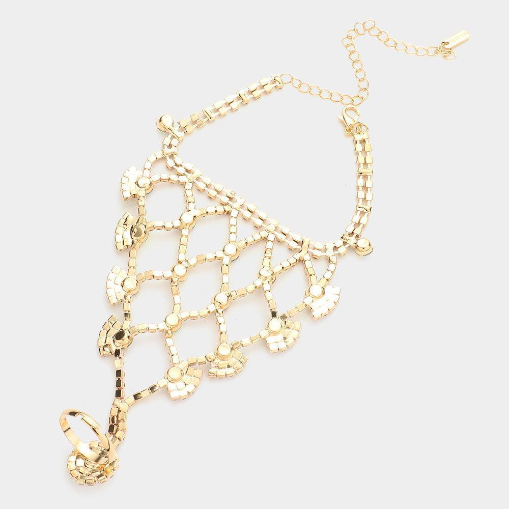 Gold Bubble Stone Hand Chain Evening Bracelet - Jewelry Store by Erik Rayo