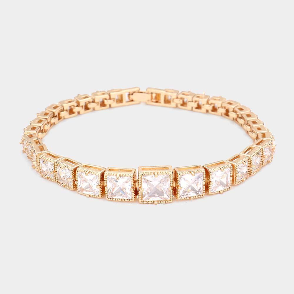 Gold CZ Square Cluster Evening Bracelet - Jewelry Store by Erik Rayo