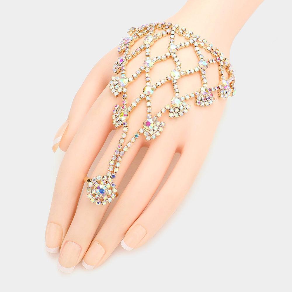 Gold Bubble Stone Hand Chain Evening Bracelet - Jewelry Store by Erik Rayo