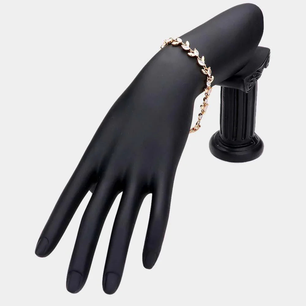 Gold CZ Metal Marquise Link Evening Bracelet - Jewelry Store by Erik Rayo