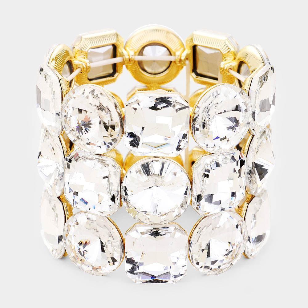 Clear Crystal Rhinestone Round Stretch Bracelet - Jewelry Store by Erik Rayo