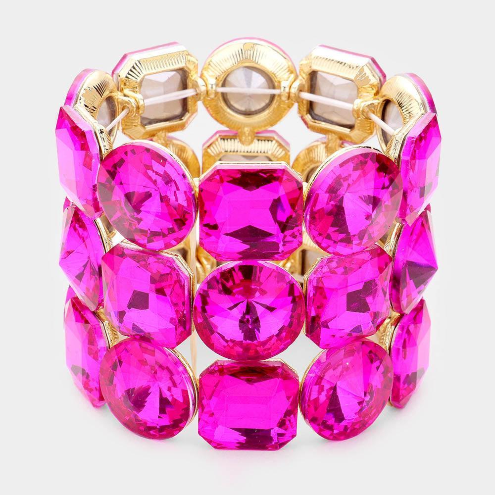 Red Crystal Rhinestone Round Stretch Bracelet - Jewelry Store by Erik Rayo