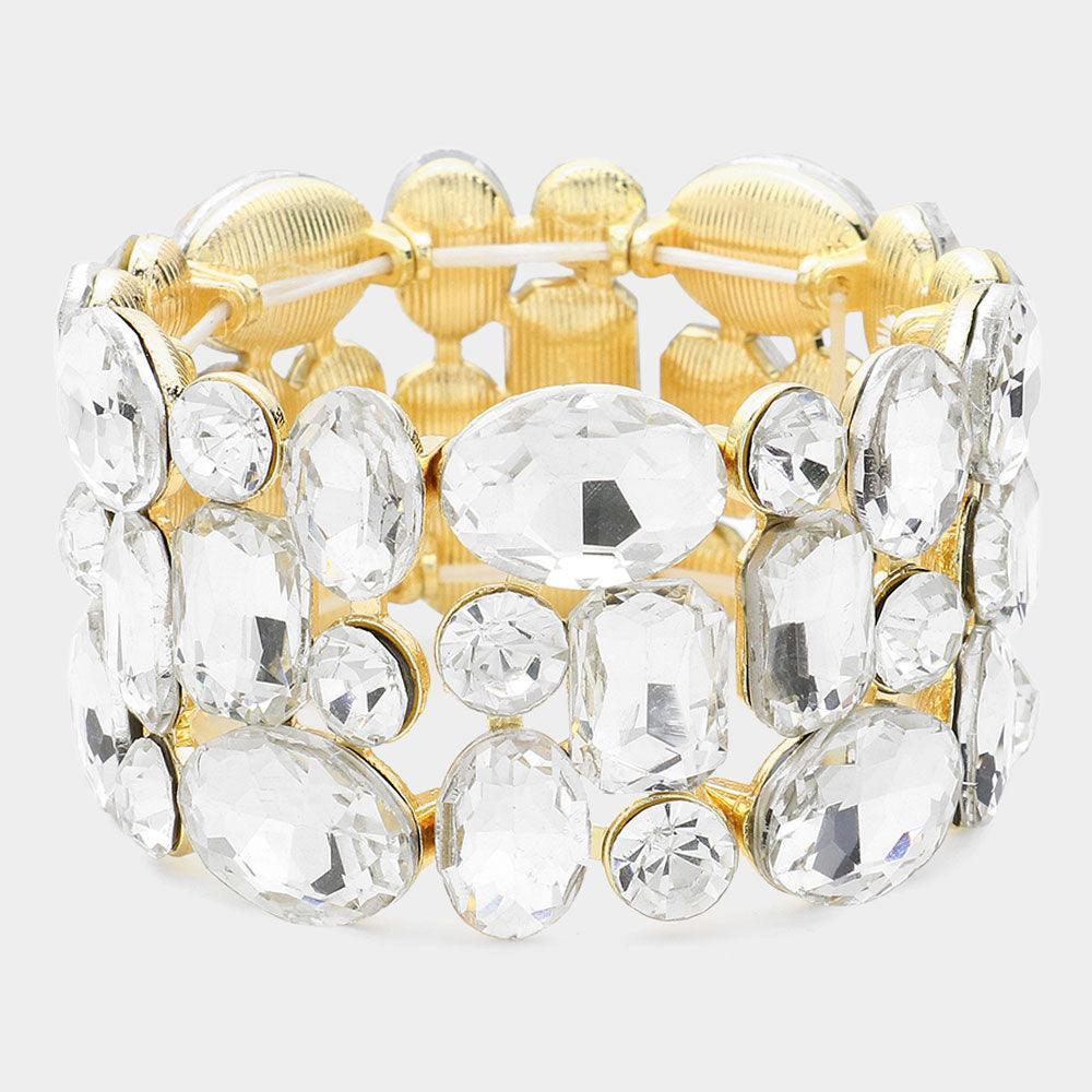 Clear Glass Crystal Stretch Evening Bracelet - Jewelry Store by Erik Rayo