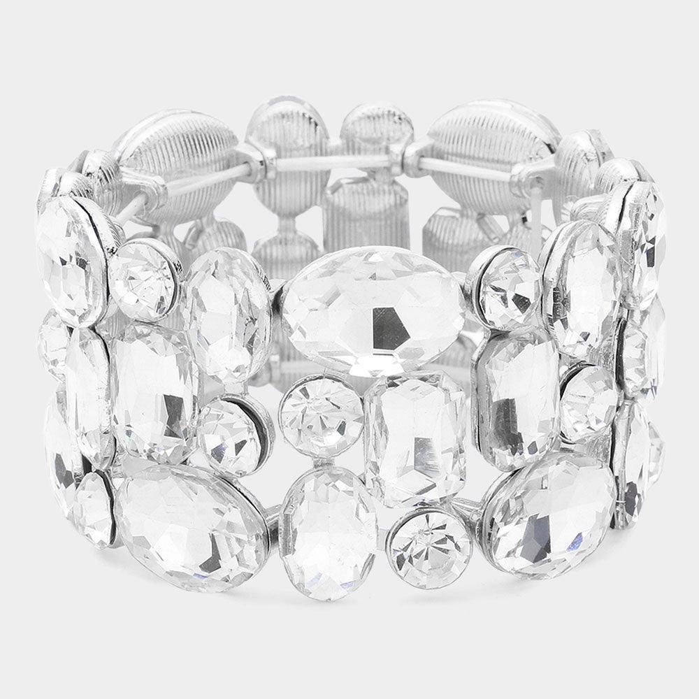 Clear Glass Crystal Stretch Evening Bracelet - Jewelry Store by Erik Rayo