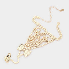 Load image into Gallery viewer, Gold Round Crystal Rhinestone Net Hand Chain Bracelet
