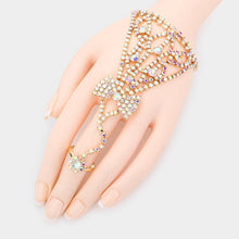 Load image into Gallery viewer, Gold Round Crystal Rhinestone Net Hand Chain Bracelet
