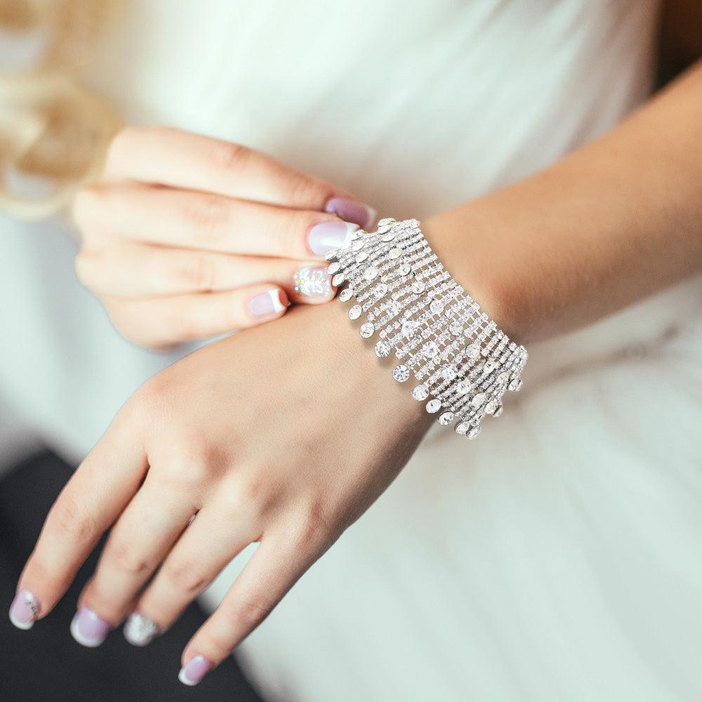 Silver Rhinestone Evening Bracelet