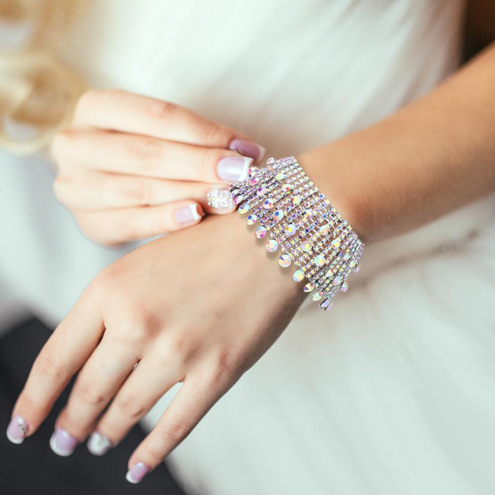 Silver Rhinestone Evening Bracelet