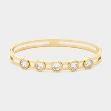 Load image into Gallery viewer, Gold Round Stone Pointed Stainless Steel Bracelet
