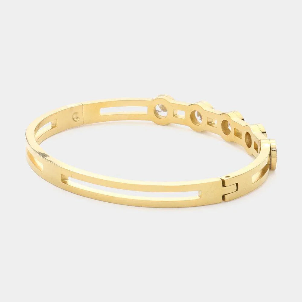 Gold Round Stone Pointed Stainless Steel Bracelet - Jewelry Store by Erik Rayo