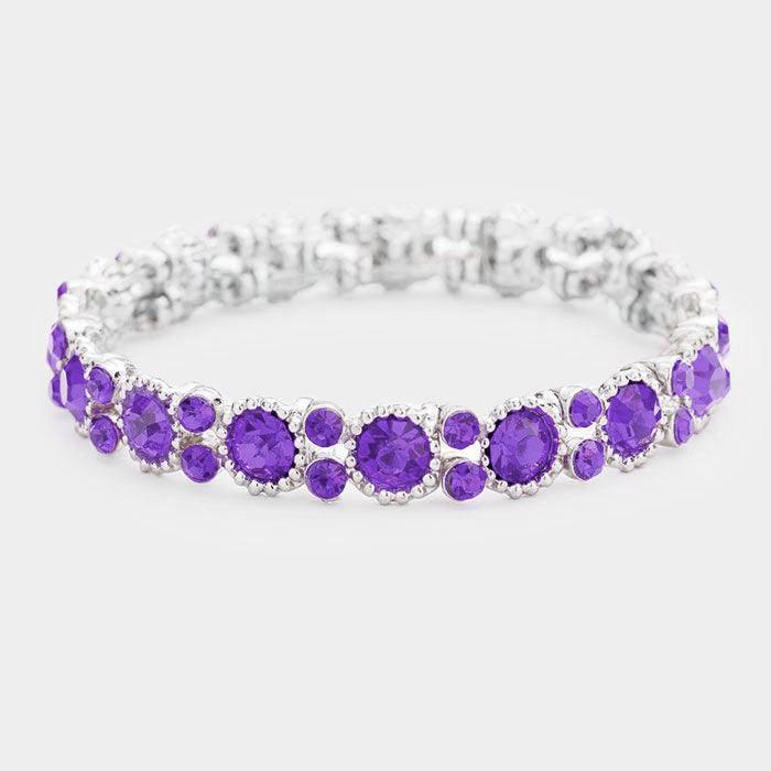 Silver Bubbly Crystal Round Evening Bracelet