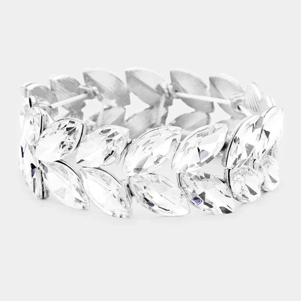 Clear Marquise Glass Crystal Stretch Evening Bracelet - Jewelry Store by Erik Rayo