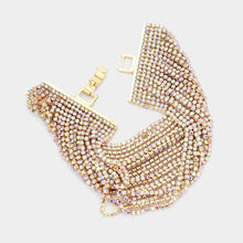 Load image into Gallery viewer, Gold Multi Layered Rhinestone Evening Bracelet
