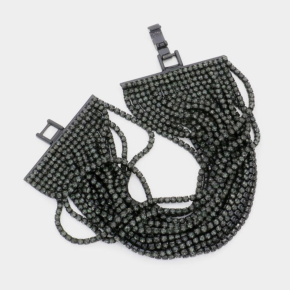 Black Multi Layered Rhinestone Evening Bracelet - Jewelry Store by Erik Rayo