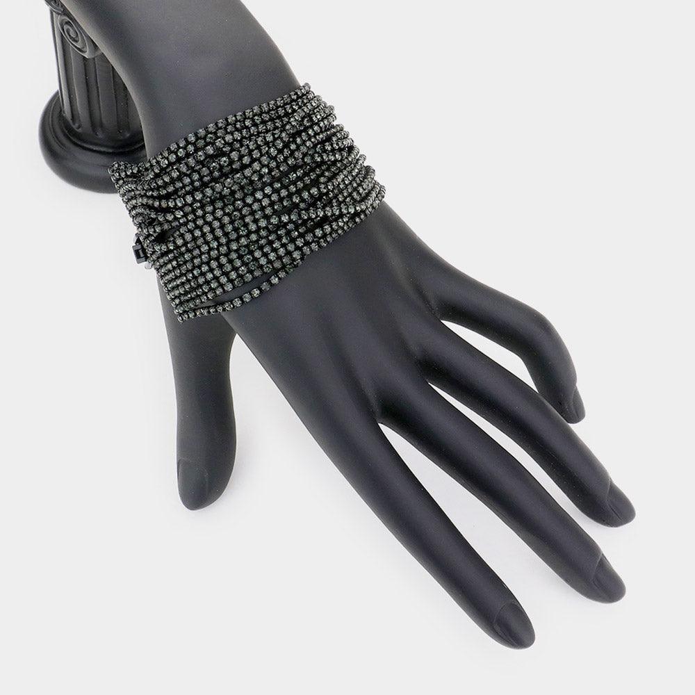 Black Multi Layered Rhinestone Evening Bracelet - Jewelry Store by Erik Rayo