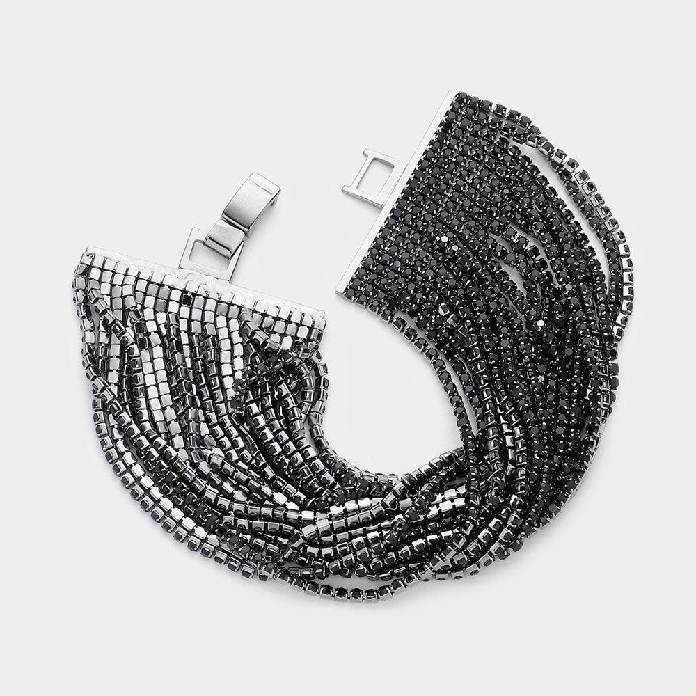Black Multi Layered Rhinestone Evening Bracelet - Jewelry Store by Erik Rayo