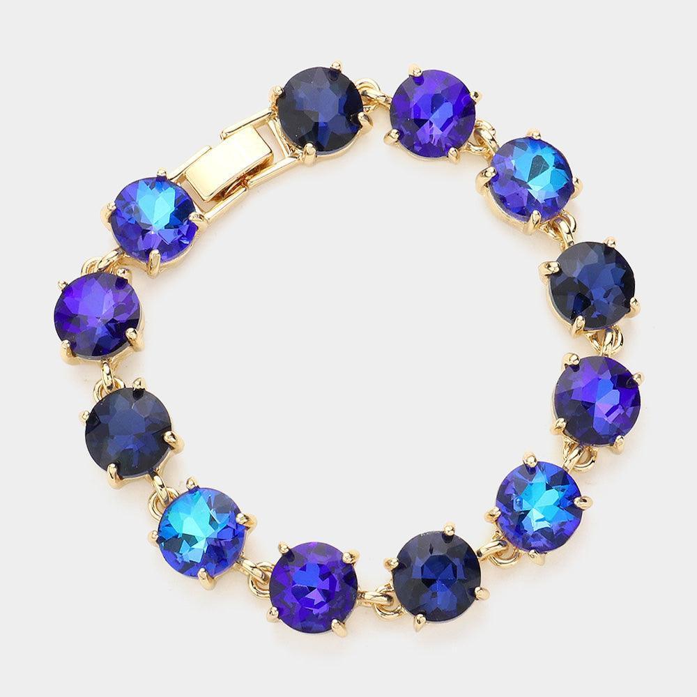 Blue Round Stone Link Evening Bracelet - Jewelry Store by Erik Rayo
