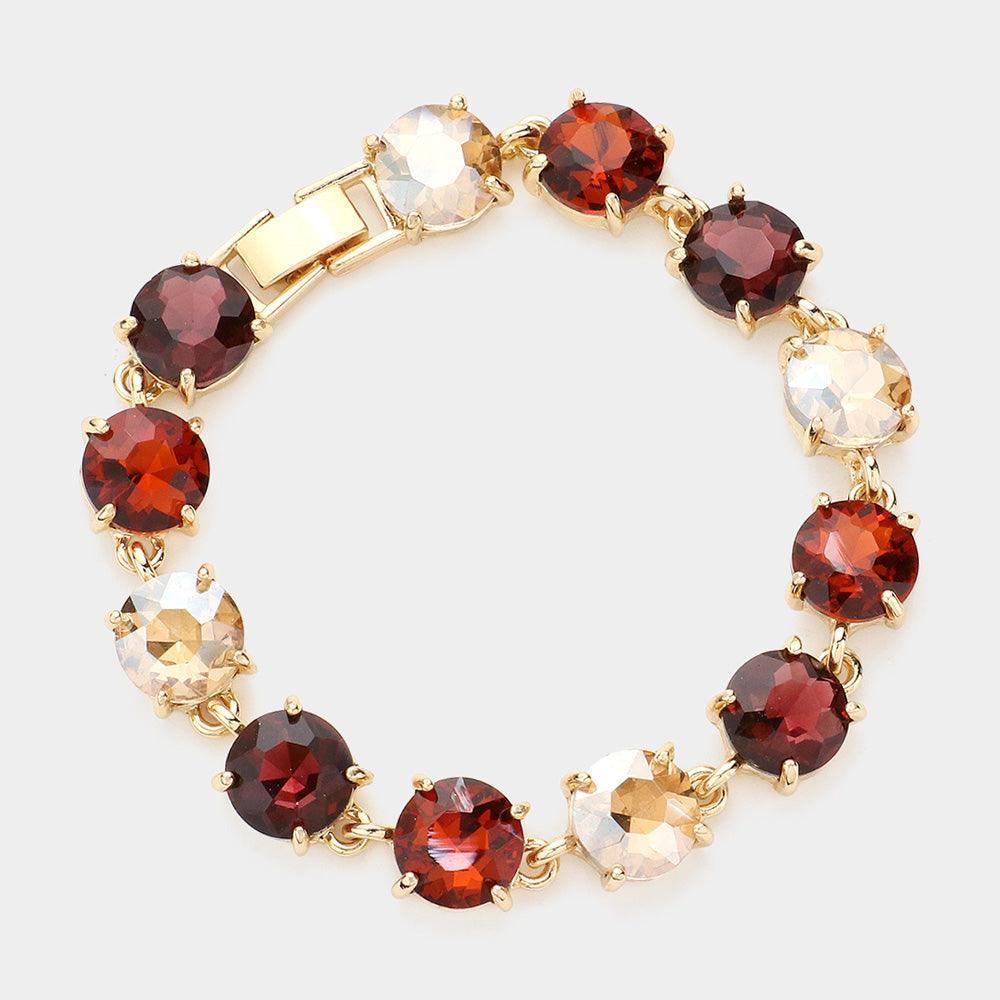 Brown Round Stone Link Evening Bracelet - Jewelry Store by Erik Rayo