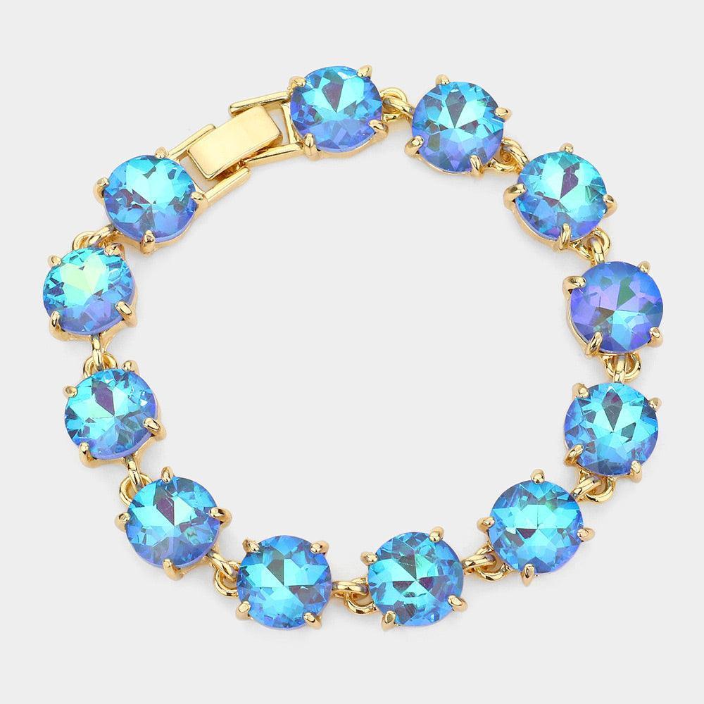 Blue Round Stone Link Evening Bracelet - Jewelry Store by Erik Rayo