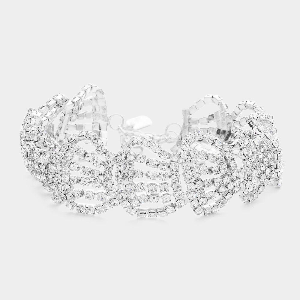Silver Rhinestone Pave Evening Bracelet - Jewelry Store by Erik Rayo