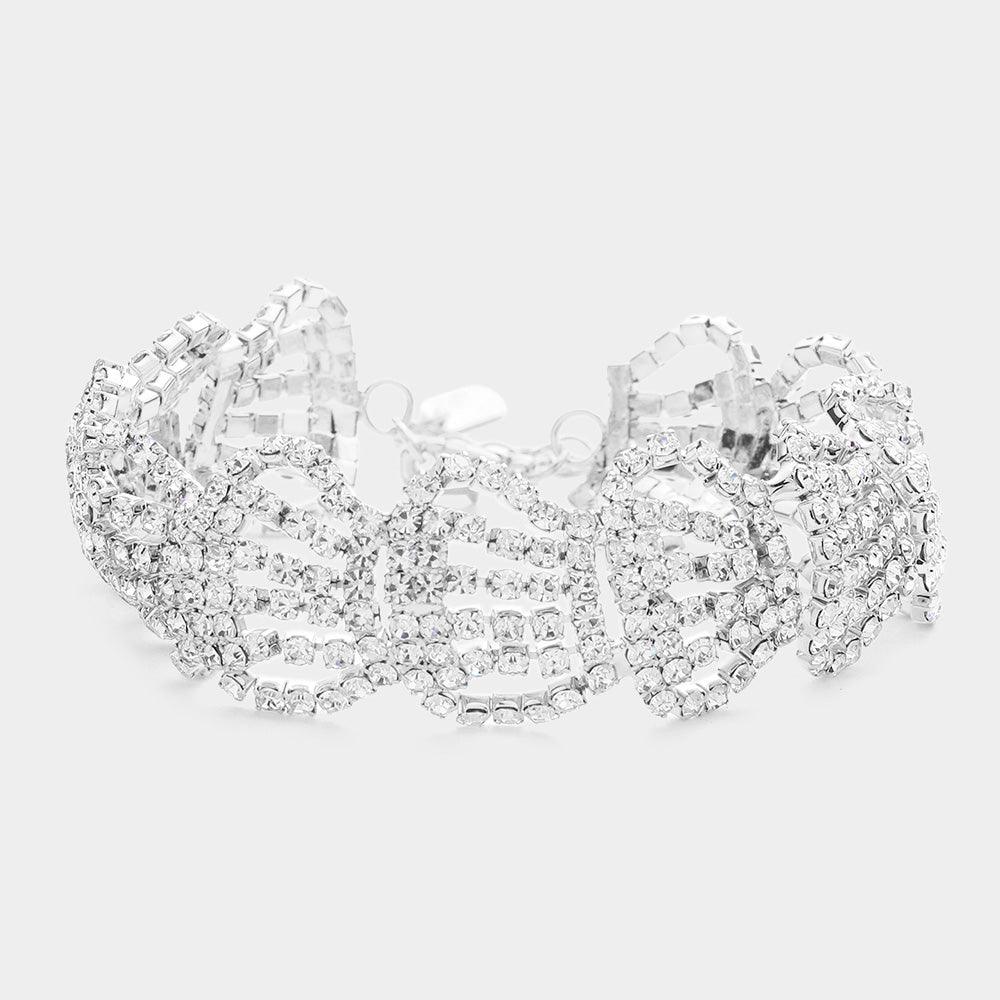 Silver Rhinestone Pave Evening Bracelet