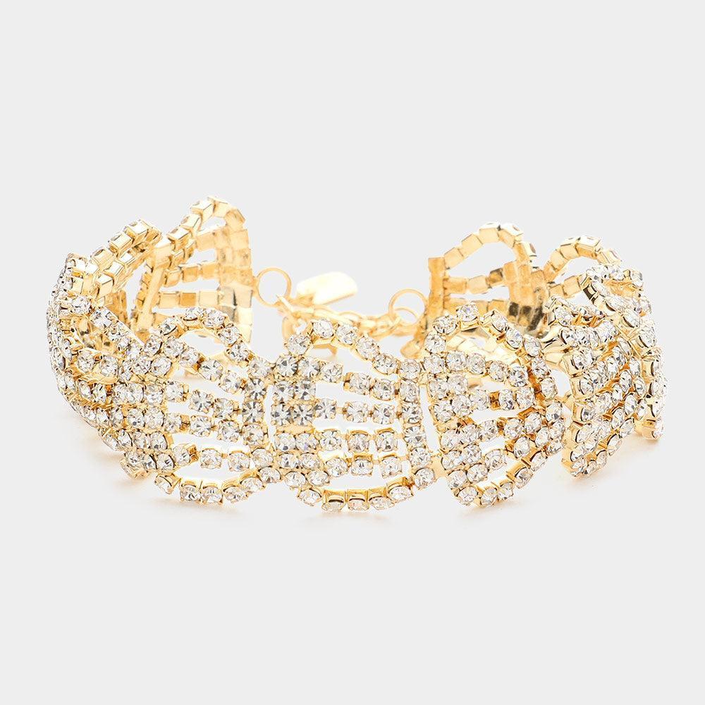 Gold Rhinestone Pave Evening Bracelet - Jewelry Store by Erik Rayo