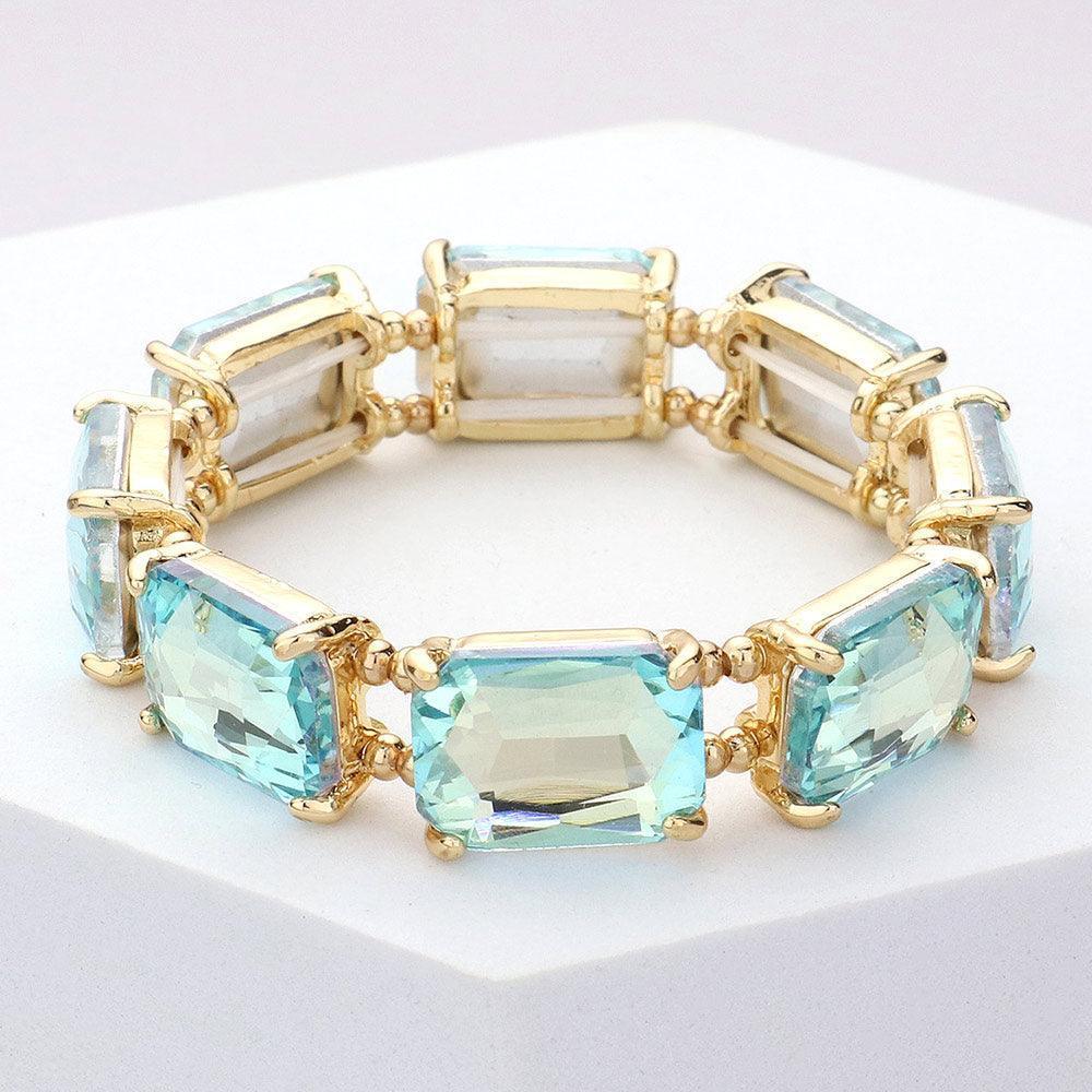 Emerald Cut Stone Stretch Evening Bracelet - Jewelry Store by Erik Rayo