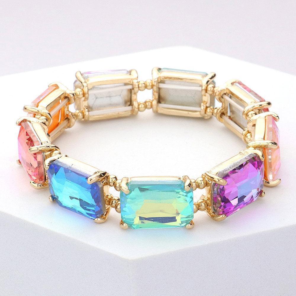 Emerald Cut Stone Stretch Evening Bracelet - Jewelry Store by Erik Rayo