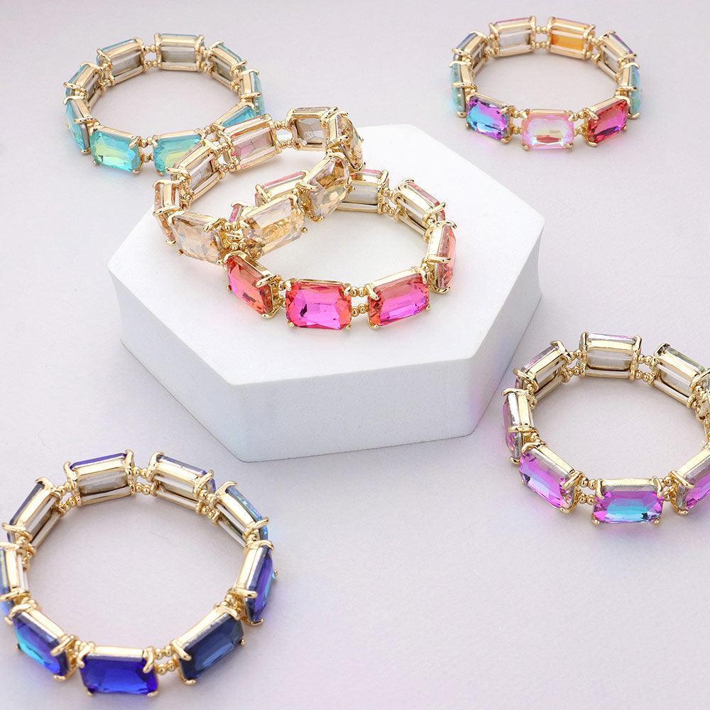 Emerald Cut Stone Stretch Evening Bracelet - Jewelry Store by Erik Rayo