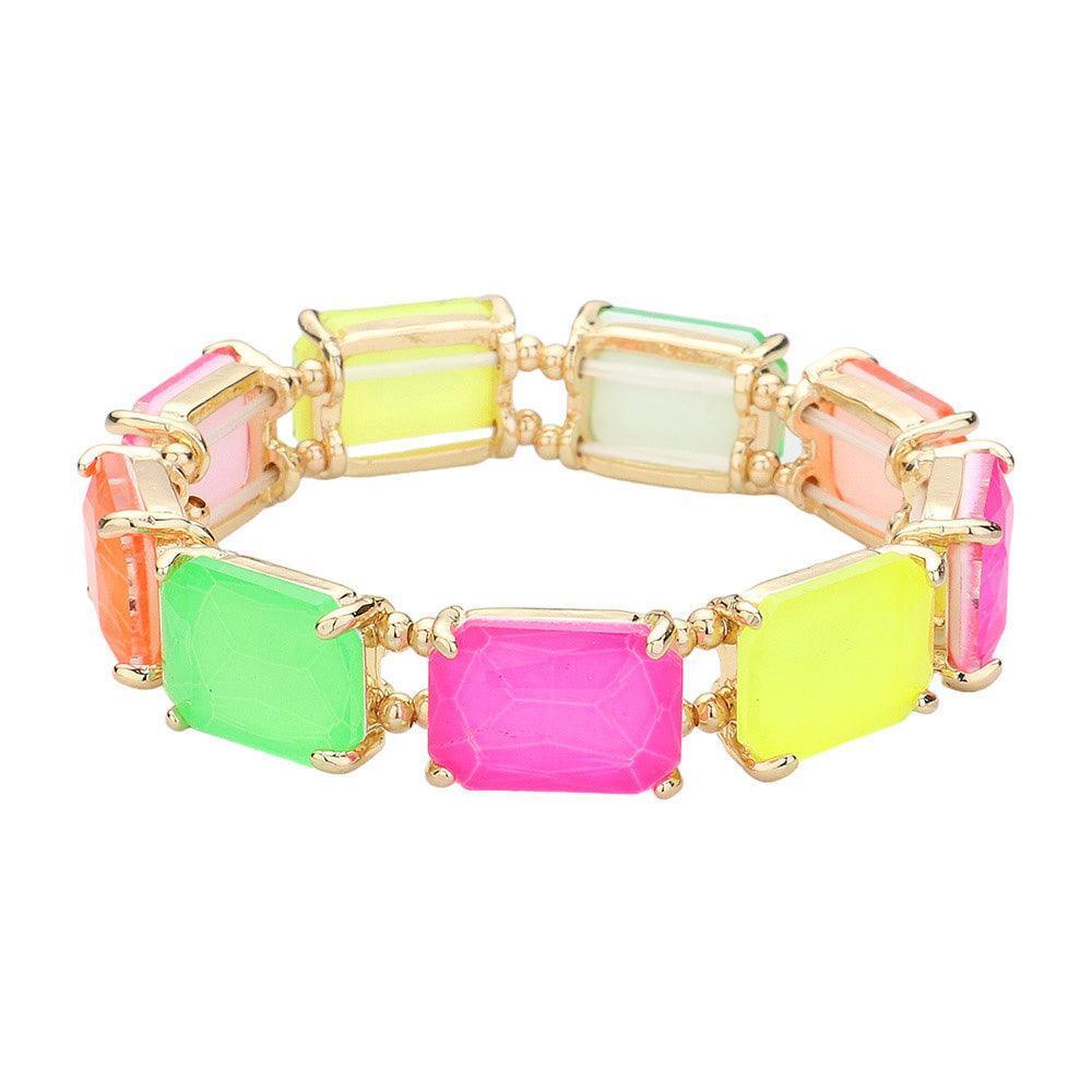 Emerald Cut Stone Stretch Evening Bracelet - Jewelry Store by Erik Rayo