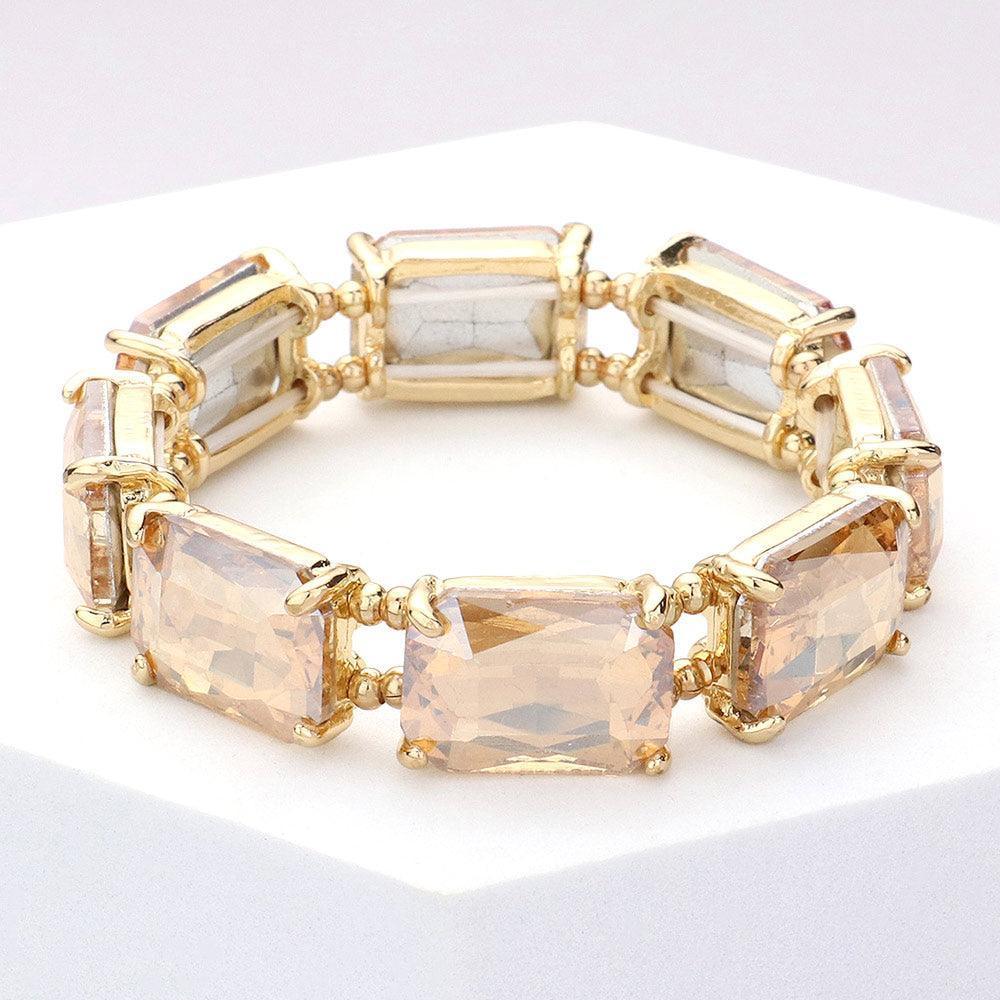 Emerald Cut Stone Stretch Evening Bracelet - Jewelry Store by Erik Rayo