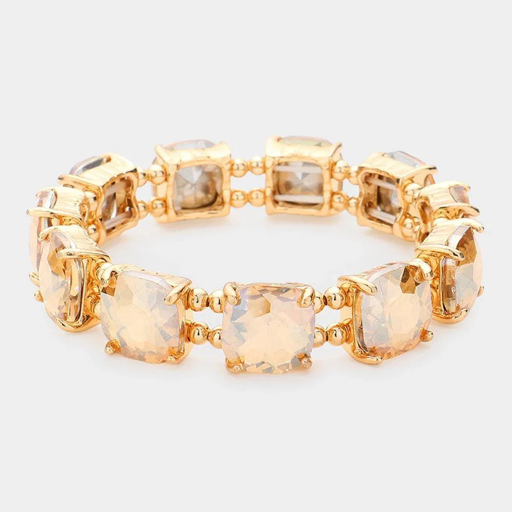 Cushion Square Stone Stretch Evening Bracelet - Jewelry Store by Erik Rayo