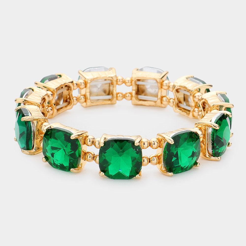 Cushion Square Stone Stretch Evening Bracelet - Jewelry Store by Erik Rayo