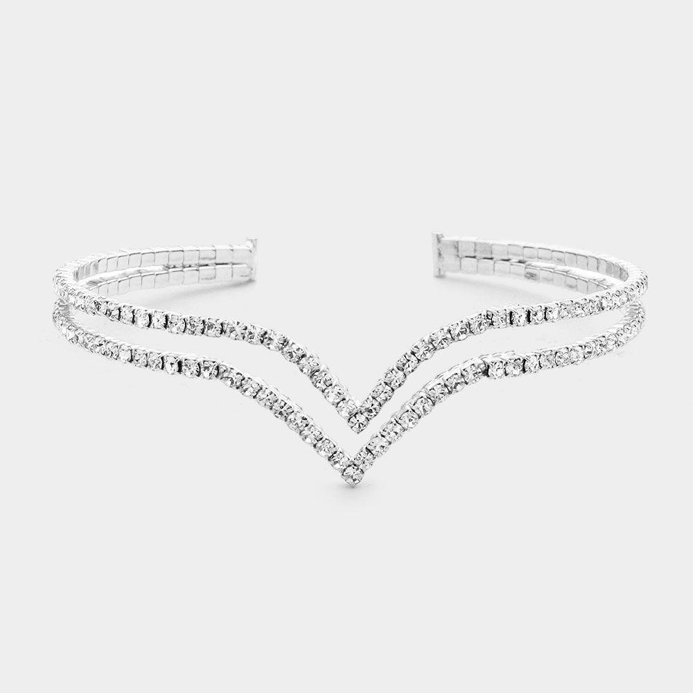 Silver Rhinestone Split Cuff Evening Bracelet - Jewelry Store by Erik Rayo