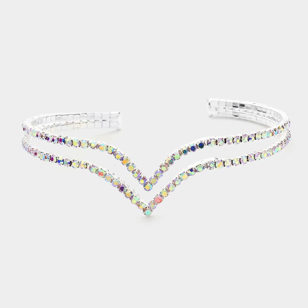 Silver Rhinestone Split Cuff Evening Bracelet - Jewelry Store by Erik Rayo