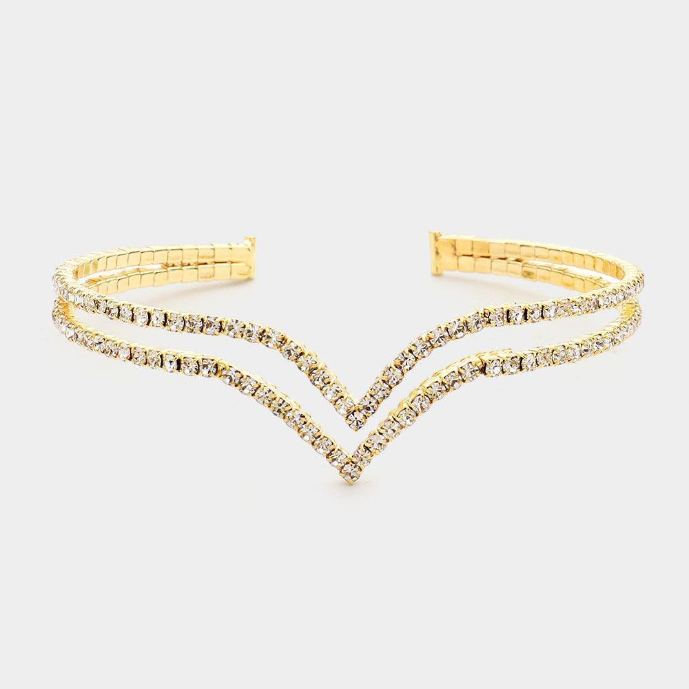 Gold Rhinestone Split Cuff Evening Bracelet - Jewelry Store by Erik Rayo