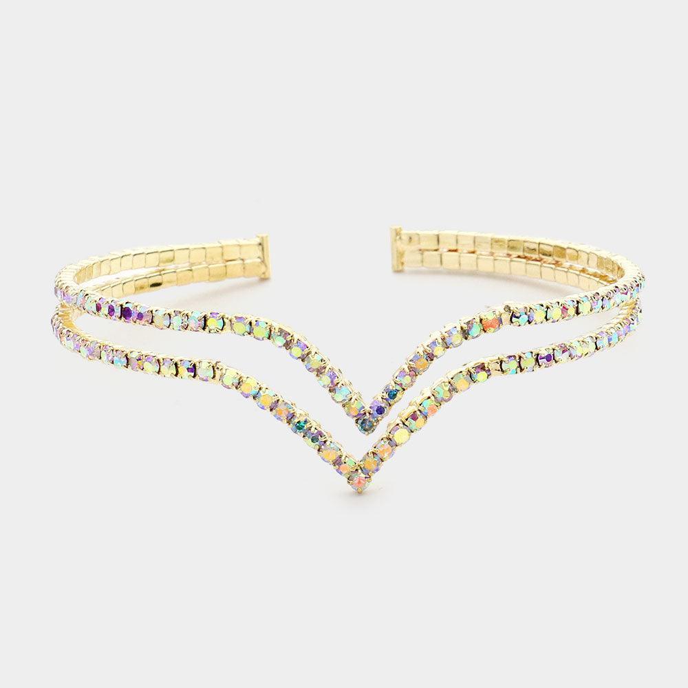 Gold Rhinestone Split Cuff Evening Bracelet - Jewelry Store by Erik Rayo