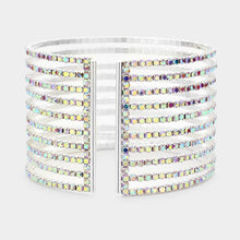 Load image into Gallery viewer, Silver Rhinestone Pave Split Cuff Evening Bracelet
