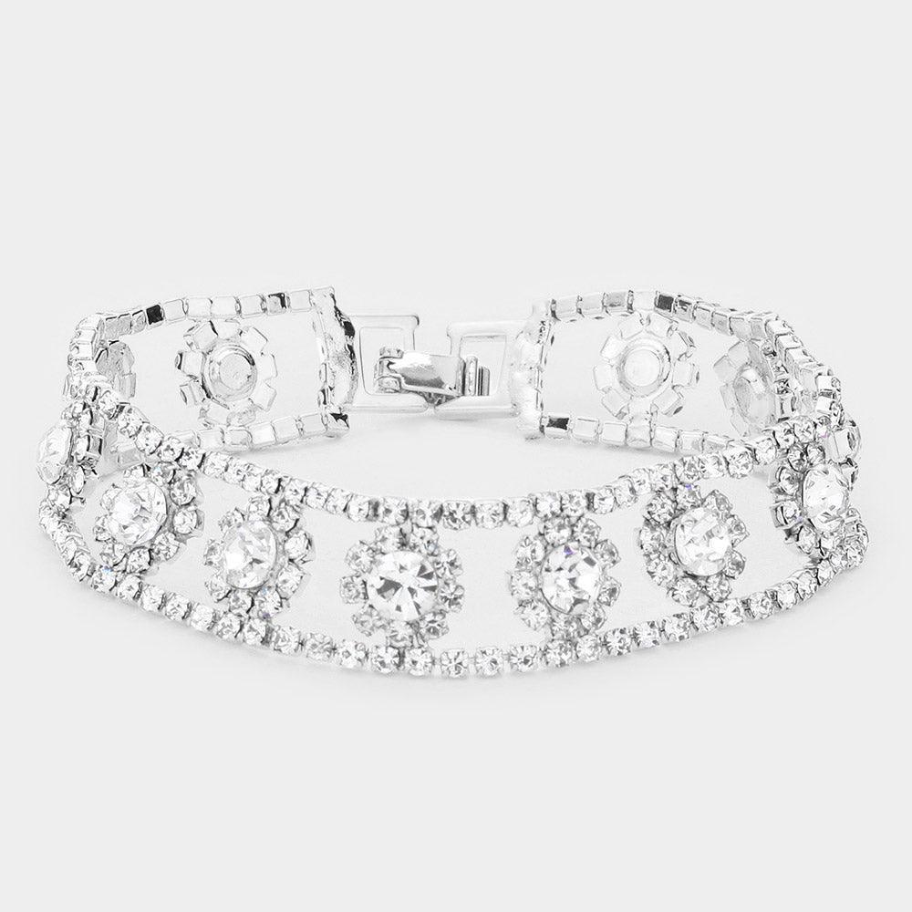Silver Crystal Rhinestone Evening Bracelet - Jewelry Store by Erik Rayo