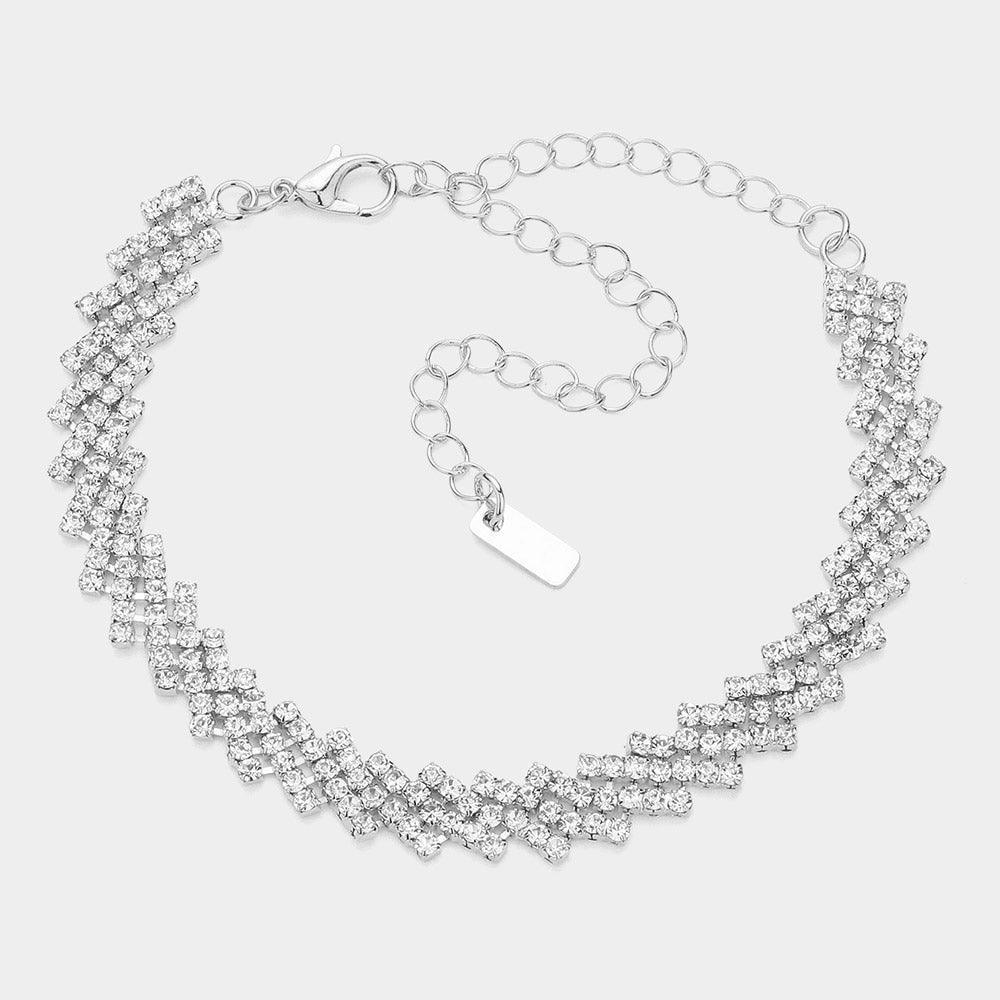 Clear Rhinestone Paved Chain Evening Bracelet - Jewelry Store by Erik Rayo